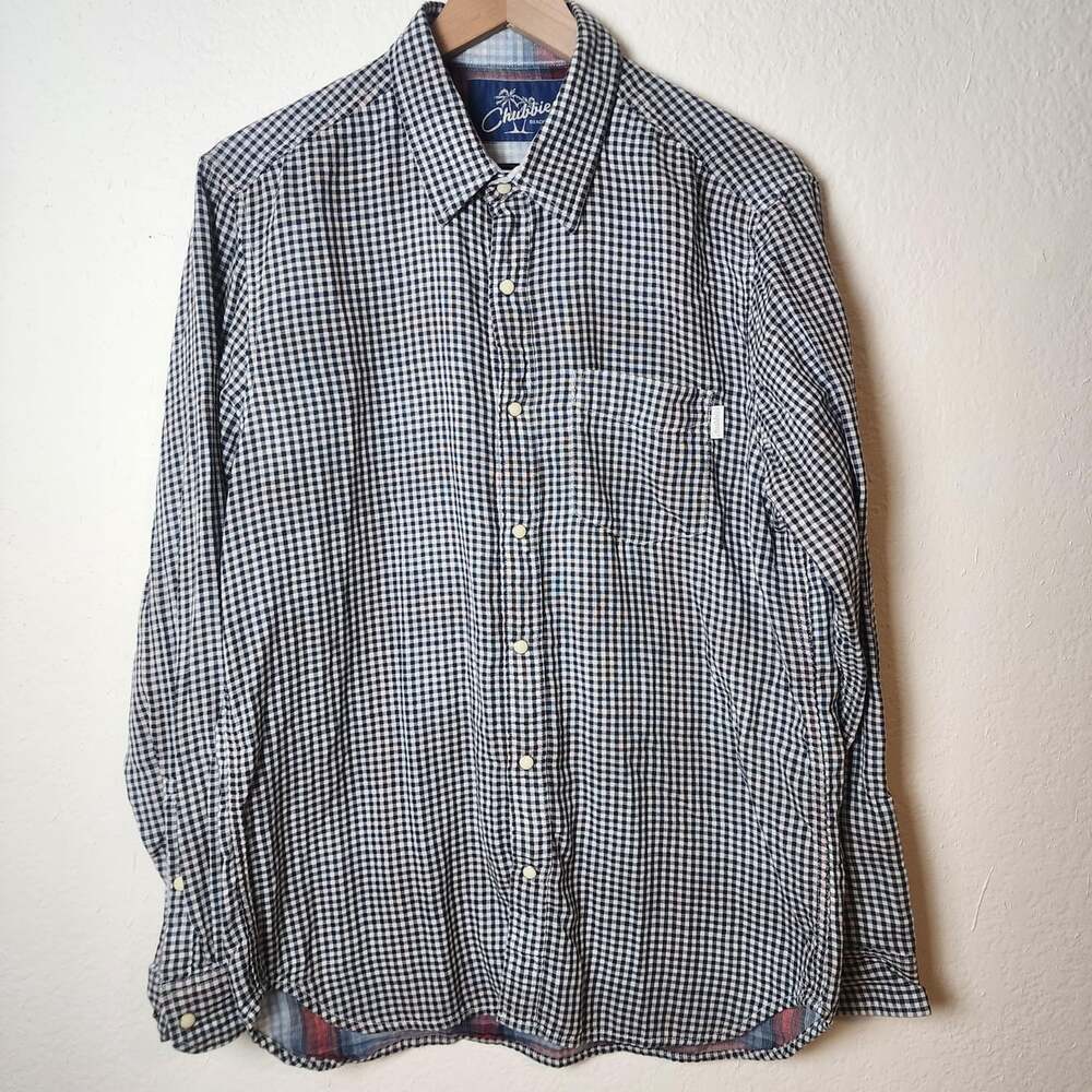 Chubbies Shirt Mens Medium Multicolor Reversible Plaid Long Sleeve Snap Button